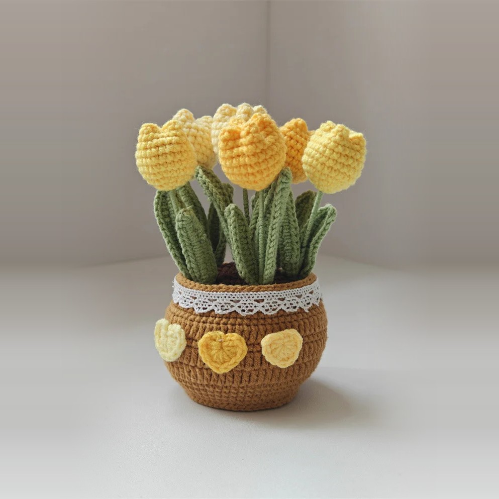 Crochet Potted Tulips in Yellow