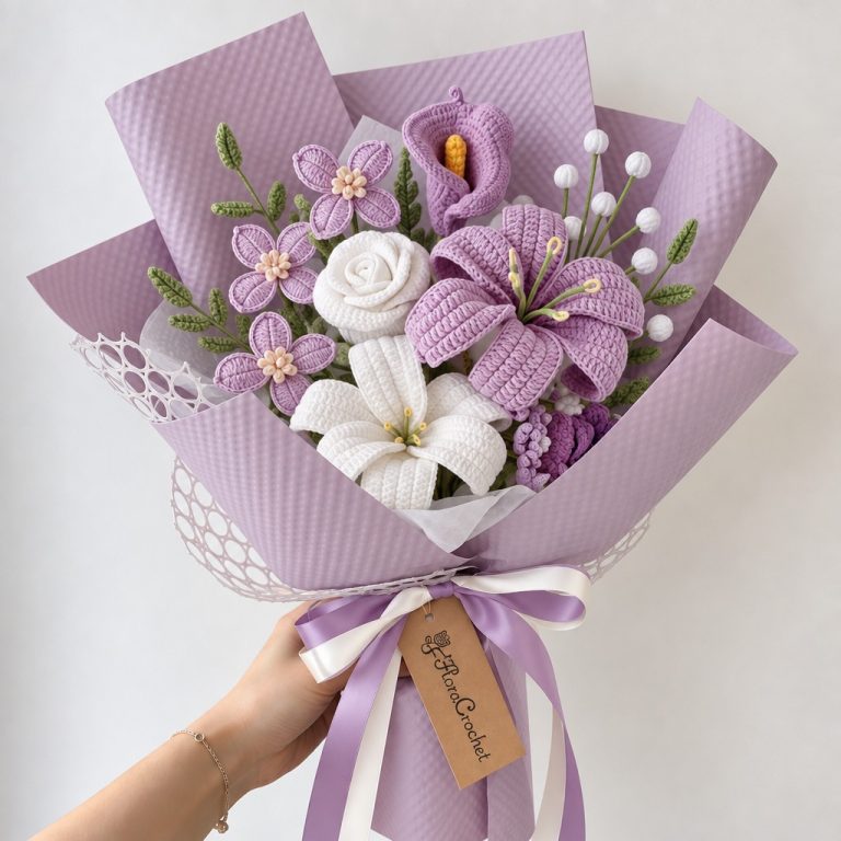 Lilac Daydream – Crochet Purple Lily Bouquet