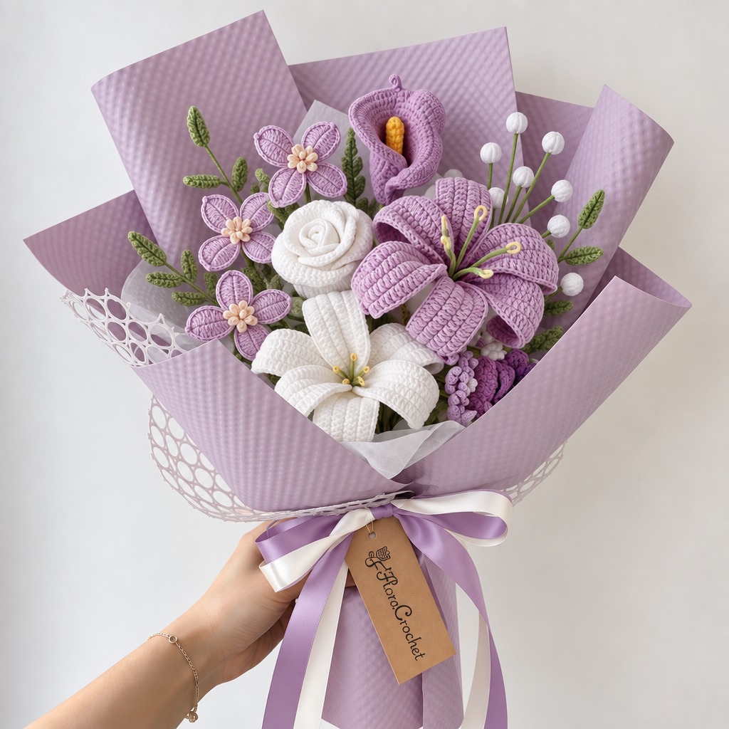 Crochet Purple Lily Bouquet